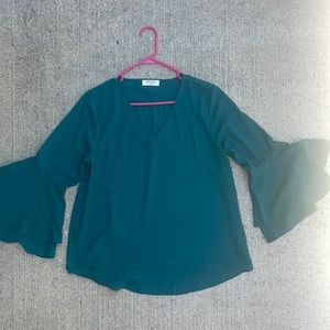 Stunning - Hunter Green Blouse Top with Bell Sleeves
